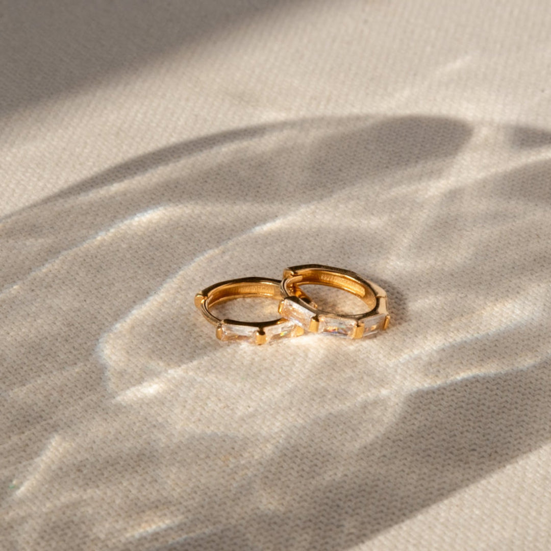 Baguette Huggie Hoop Earrings