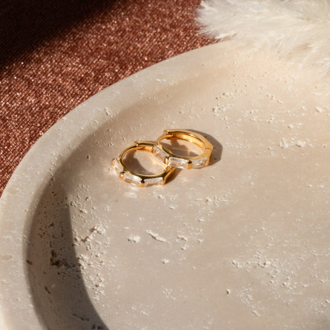 Baguette Huggie Hoop Earrings