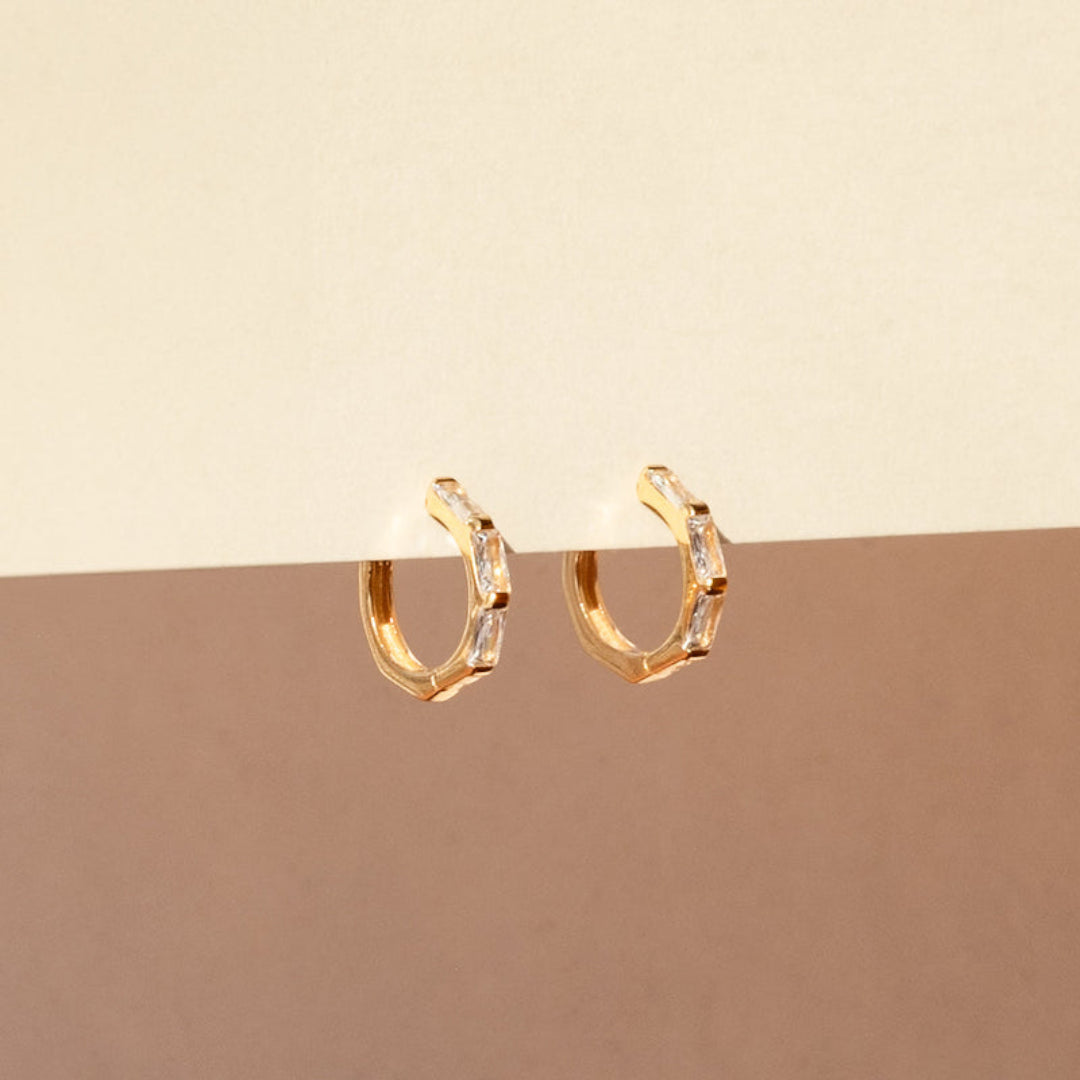 Baguette Huggie Hoop Earrings